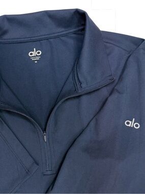 Alo Conquer 1/4 Zip Reform Long Sleeve Men Medium Blue Performance Golf Pullover
